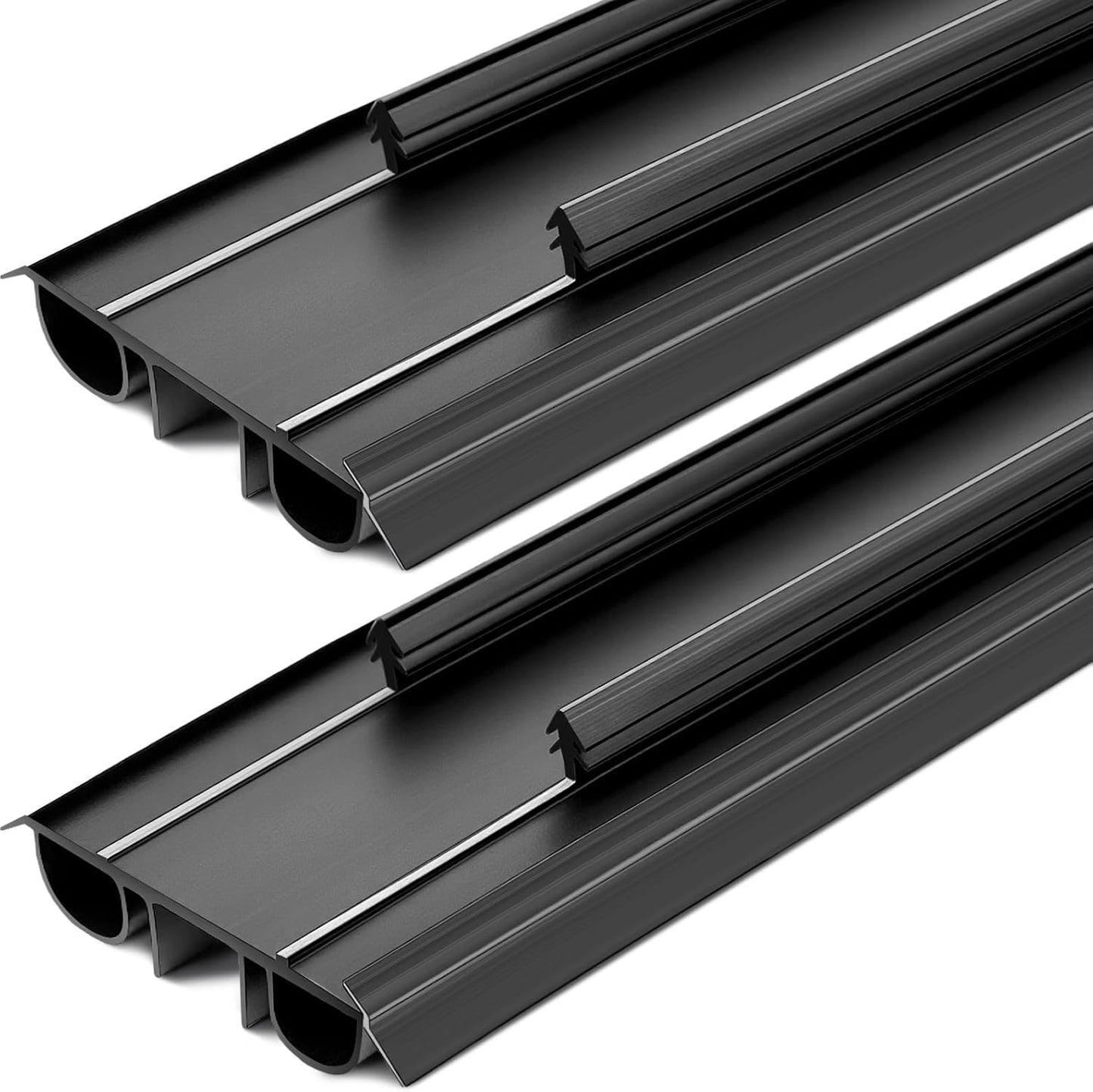 Pushglossy 2 Pcs 36" Double Bubble Kerf Door Sweep 1-3/4" Wide Vinyl Weatherstrip Seal for Exterior Doors, Energy Efficient Draft Stopper, Easy Slide in Installation, Blocks Dust/insects/noise (White)