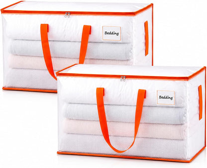 KYODOLED 10-Pack Clear Moving Bags Heavy Duty Extra Large, Storage Totes with Reinforced Handles, Zippers & Label Pocket, Transparent Packing Containers for College Dorm, Clothes, Bedding, Toys