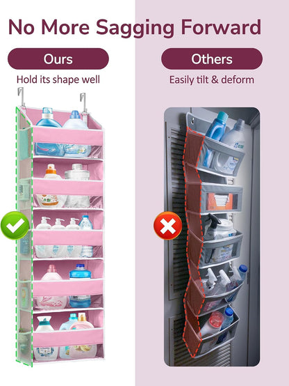 ULG Over the Door Organizer, 5-Tier Extra Large Hanging Storage with 10 Mesh Pockets, 100 lbs Capacity, Heavy Duty Door Organizer for Closet, Bedroom, Nursery Storage, Beige