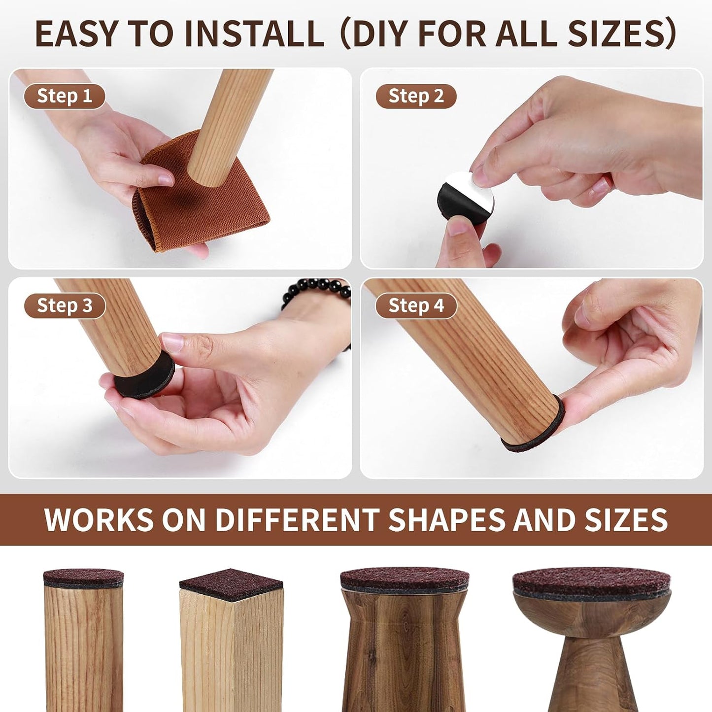 Ezprotekt Felt Furniture Pads for Hardwoods Floors, 440 PCS Self Adhesive Felt Pads for Chairs, Cuttable Anti-Scratch Furniture Feet Floor Protectors for Chair Sofa Bed Table Cabinet (Black)