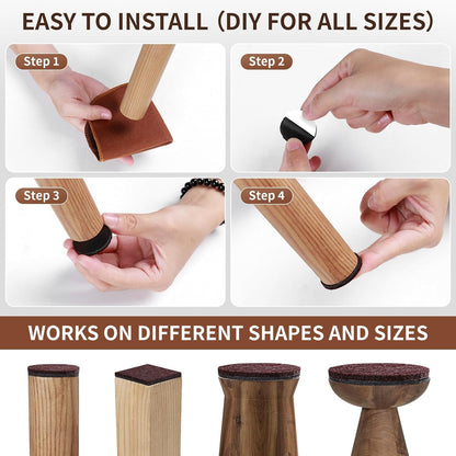 Ezprotekt Felt Furniture Pads for Hardwoods Floors, 440 PCS Self Adhesive Felt Pads for Chairs, Cuttable Anti-Scratch Furniture Feet Floor Protectors for Chair Sofa Bed Table Cabinet (Black)