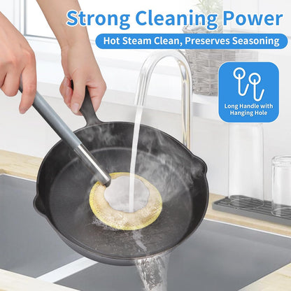 Oven Racks Clean Brush, Cast Iron Wok Skillet Scrubber Brush Non-Scratch, Long Handle, Heat-Resistant Kitchen Cleaning Brush for Wok,Pan, Indoor Grates, Pans, Oven Racks, Cook Rack, Dish