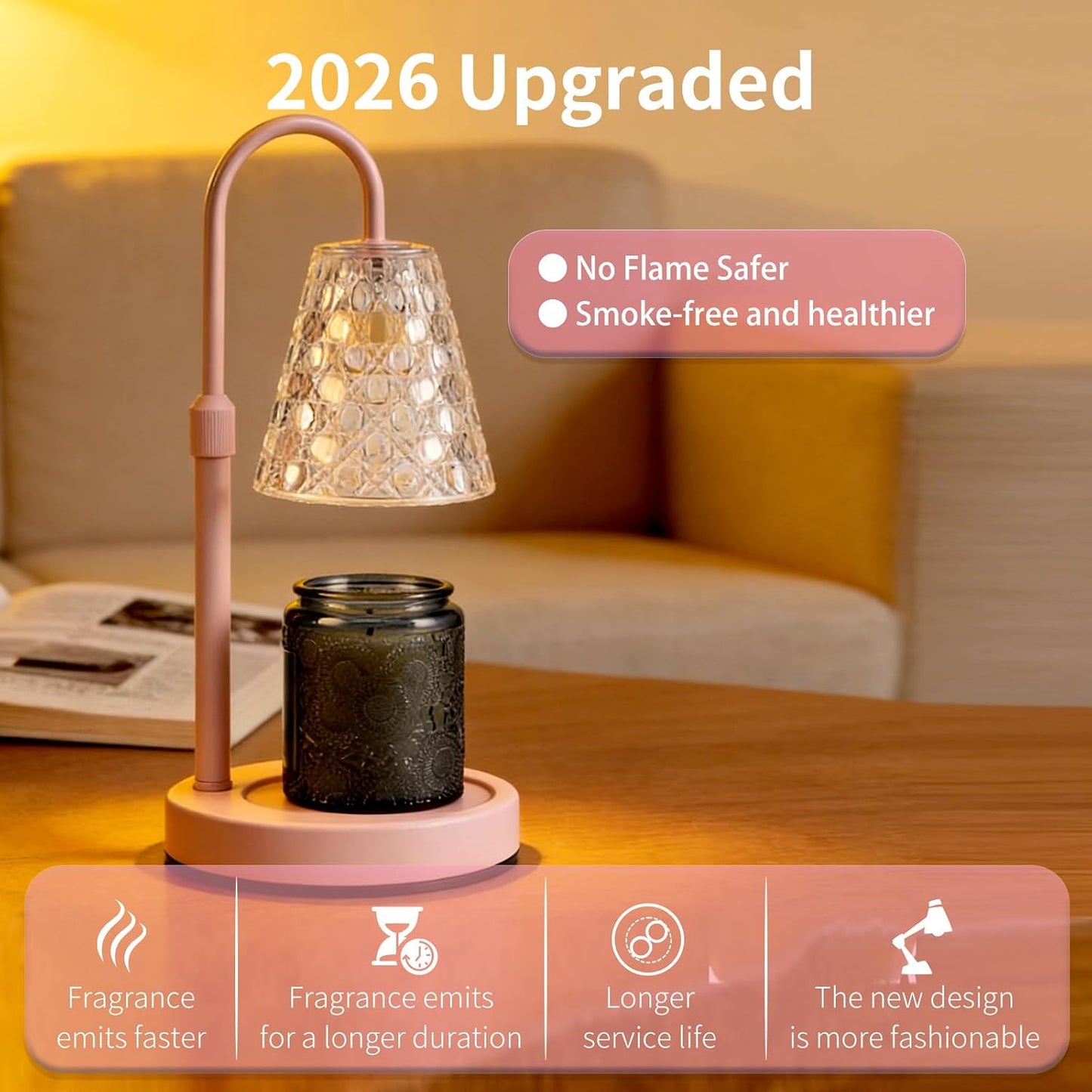 Candle Warmer Lamp with Timer Dimmable, Birthday Gifts for Women Mom, House Warming Gifts New Home Decor, Wax Melt Warmer for Jar Candles with 2 Bulbs, Black