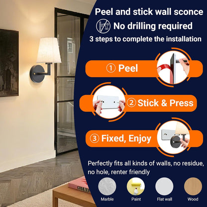Wall Sconce Battery Operated Wall Light Fixure with Remote Control, Dimmable Battery Operated Wall Sconces Set Of Two, Indoor Wireless Wall Mounted Lamp with Rechargable Bulb For Bedroom Living Room (