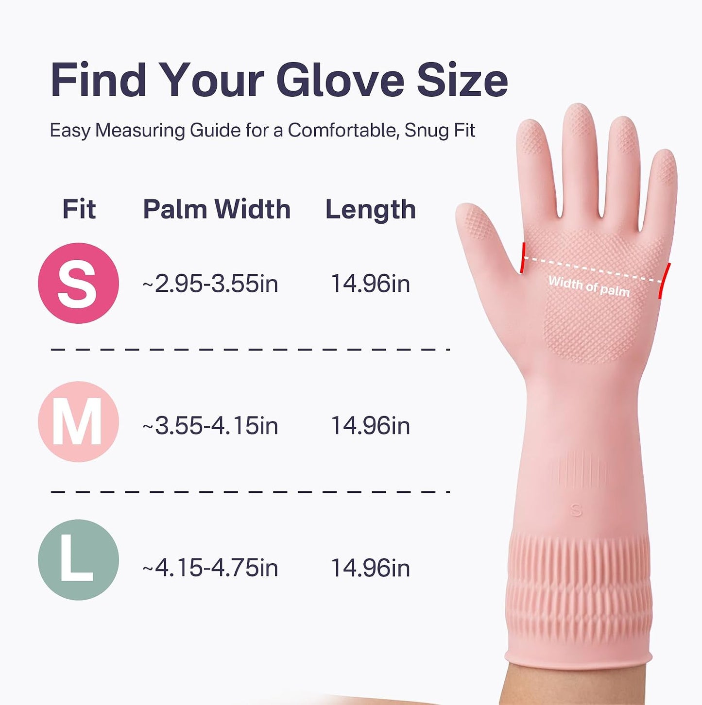 Rubber Dishwashing Gloves, Reusable Cleaning Dish Gloves for Kitchen, Long Cuff for Washing Dishes