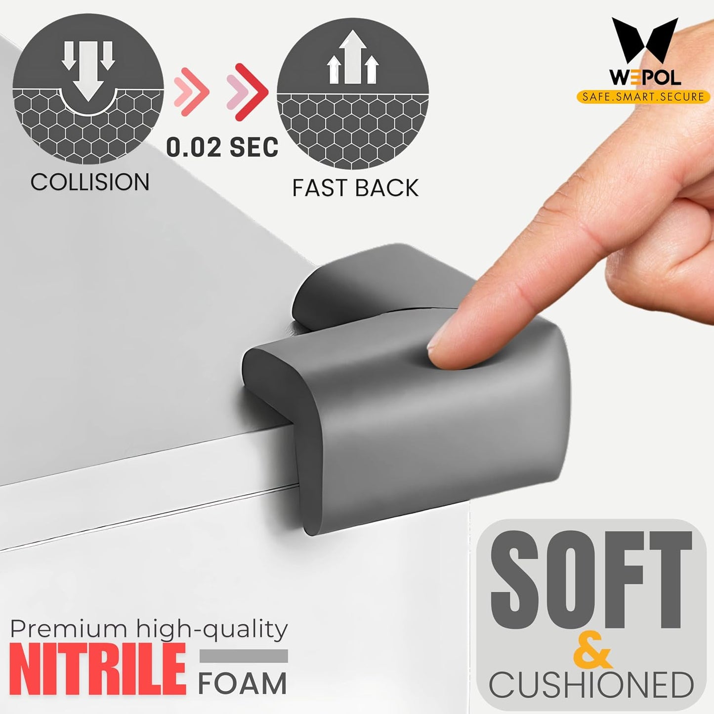 Soft Foam Corner Protectors for Baby, Bed Frame Corner Guards, Sharp Edge Desk Furniture Safety Cover Bumpers for Kids, Adhesive Pre-Taped Rubber Padding Cushion (Black, 4 Pack)