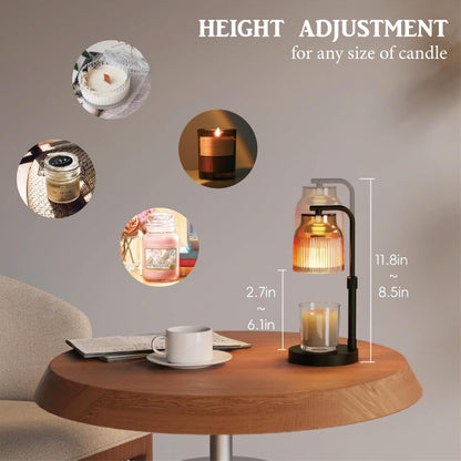 Candle Warmer Lamp with Timer Dimmer,Adjustable Height with 2 Bulbs,Birthday Gifts for Women,for Jar Candles Home Decor,Gold