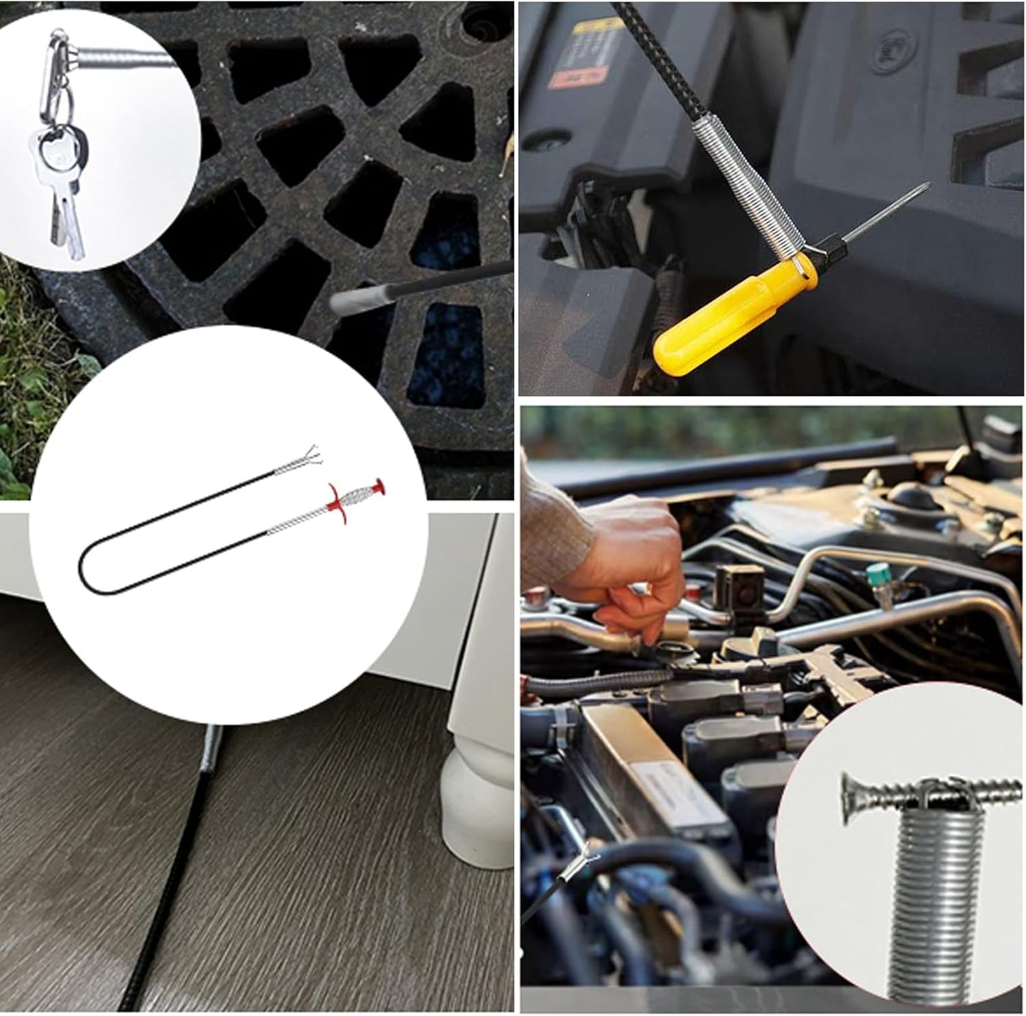 Drain Snake，116" Flexible Grabber Claw Tool Reacher Drain Snake Hair Drain Clog Remover for Toilet Sewer Shower Kitchen Bathroom Tub Clogged Drains Opener Cleaning Tool