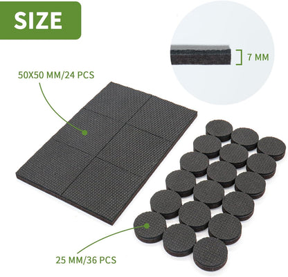 Non Slip Furniture Pads 36 PCS 1'' Square - Anti Slip Furniture Pads - Self Adhesive Rubber Feet Furniture Feet - Chair Leg Floor Protectors - Keep Furniture in Place