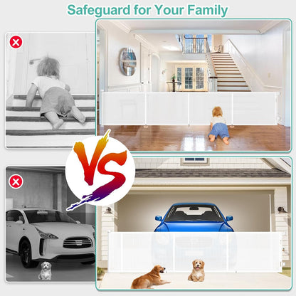 71 inch Retractable Baby Gates, EZIGO Extra Wide Baby Gate for Large Opening Extra Long Mesh Gate for Kids or Pet Dog Gate Child Safety Gate for Stairs Hallways Doorway Indoor Outdoor, Gray
