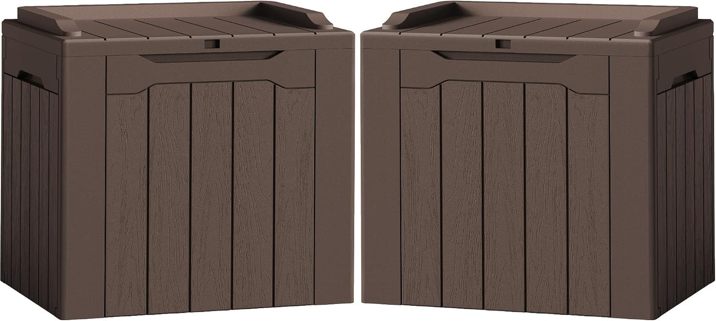 Flamaker Outdoor Storage Box 80 Gallon Resin Waterproof Deck Box Delivery Box with Wood Texture Large Storage Bin for Patio Cushions, (Grey)