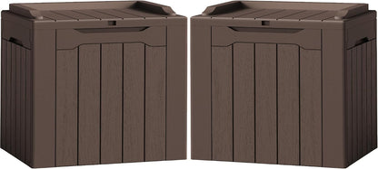 Flamaker Outdoor Storage Box 80 Gallon Resin Waterproof Deck Box Delivery Box with Wood Texture Large Storage Bin for Patio Cushions, (Grey)