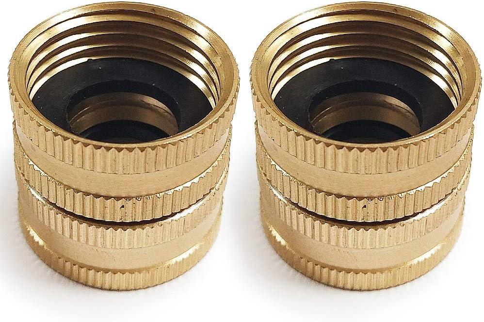 Twinkle Star 3/4" Female to Female Garden Hose Adapter, 2 Pack | Brass Dual Female Swivel, For Connecting Male to Male Hose