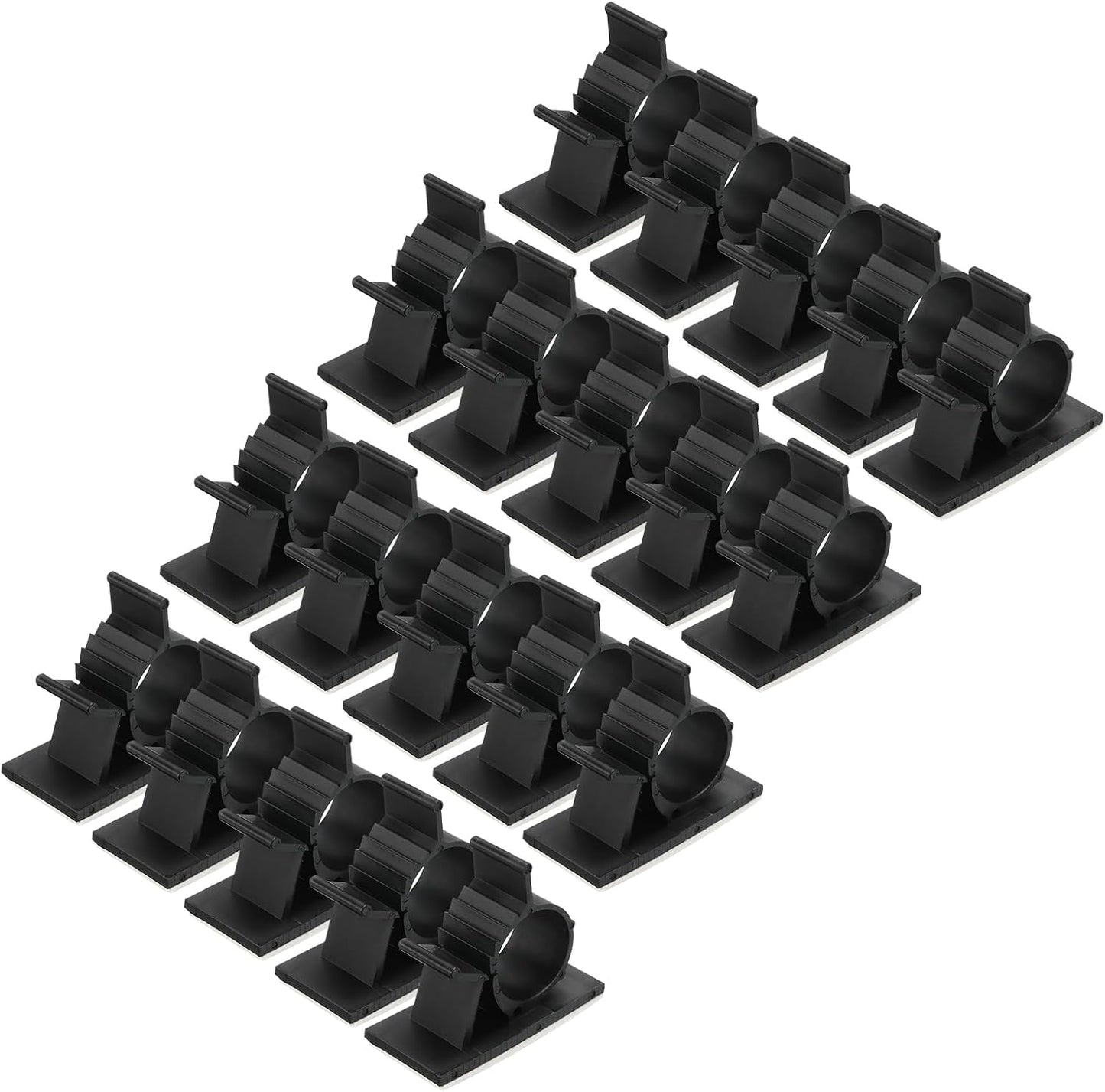 MECCANIXITY 25Pcs Cable Management Clips, 13-16mm Dia Self Adhesive Nylon Wire Holder, Adjustable Organizer Clamp for PC Desk Office, White