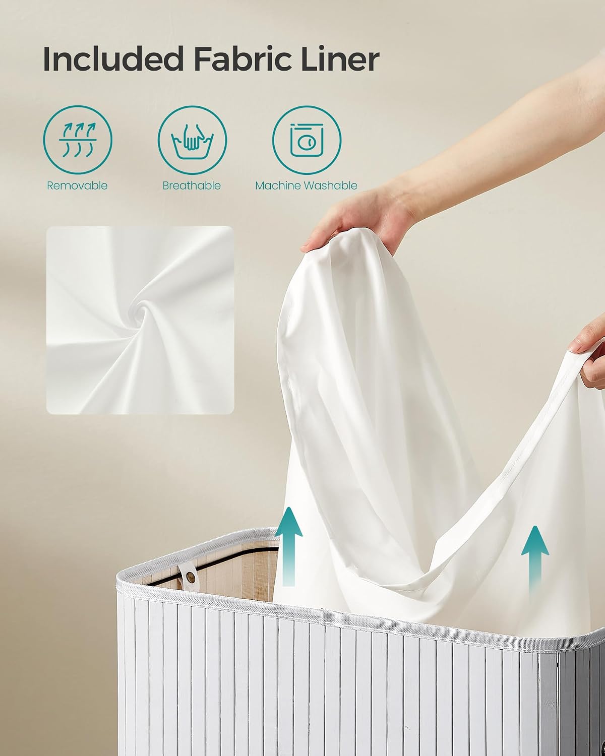 SONGMICS Laundry Hamper with Lid, Bamboo Launry Basket with Handles, Foldable Storage Basket for Laundry Room, Bedroom, 100L, Brown ULCB063K02