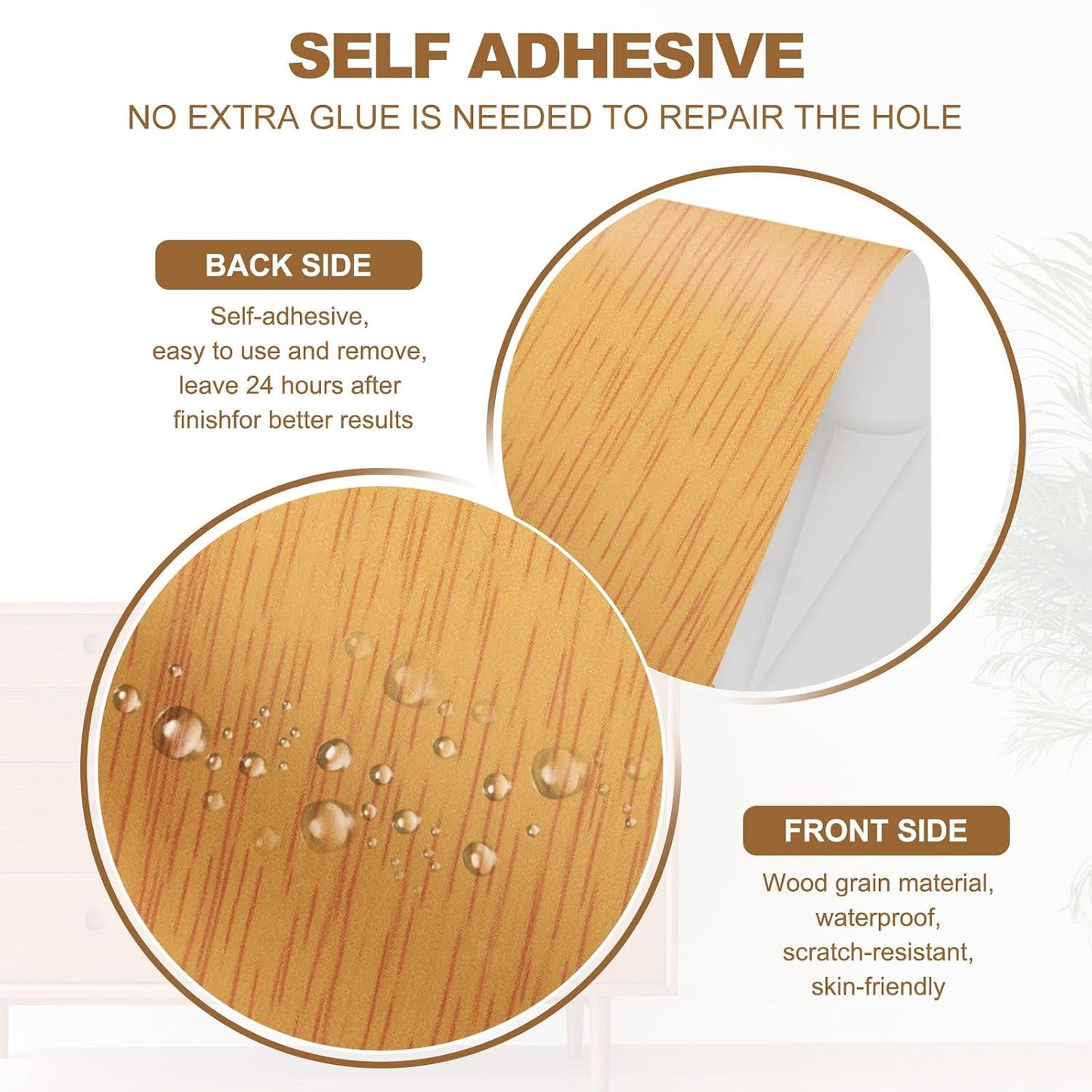 PATIKIL Self Adhesive Wood Grain Repair Tape 33'x 3", Multi-Use Realistic Wood Grain Repair Patch for Furniture Floor Door Table Chair Windows Handicraft DIY, Yellow Teak