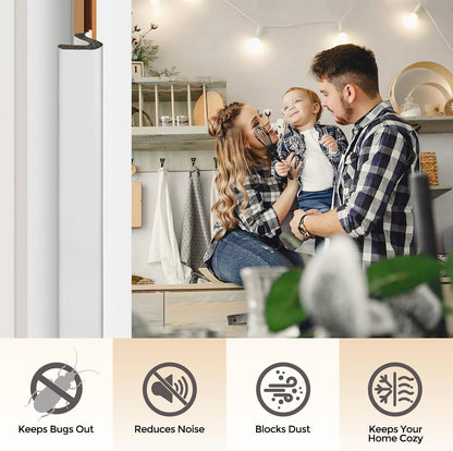 40FT Weather Stripping Door Seal, Kerf Style Foam Strip for Large Gaps, with Scraper Tool for Exterior and Interior Frames, White