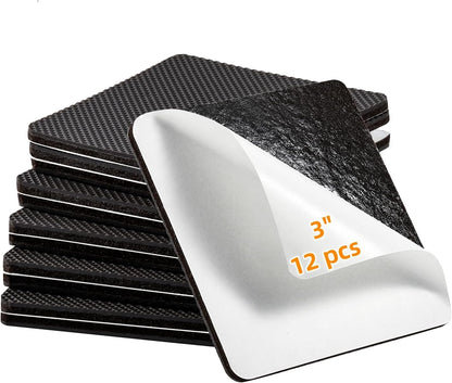 Non Slip Furniture Pads 1/2" x 3" Rubber Strips Self Adhesive Furniture Grippers Chair Leg Pads Rubber Chair Feet Anti Scratches Non Skid Furniture Pad Floor Protectors, 40 Pcs Rectangle