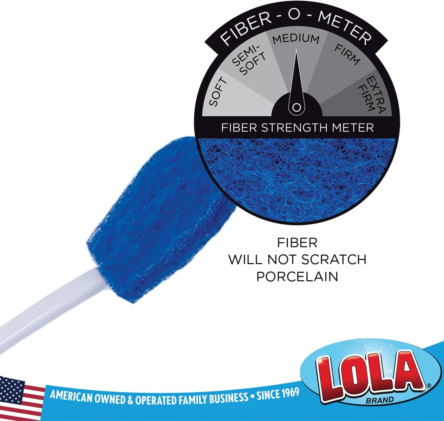LOLA Toilet Bowl Brush w/Curved Head, Coated Wire, Durable Poly Bristles, Reaches Under Toilet Bowl Rim, 1 Pack