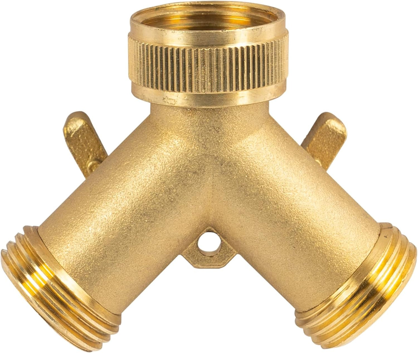 Hourleey Brass Garden Hose Splitter (2 Way), Solid Brass Hose Y Splitter 2 Valves with 2 Extra Rubber Washers (2 PACK)
