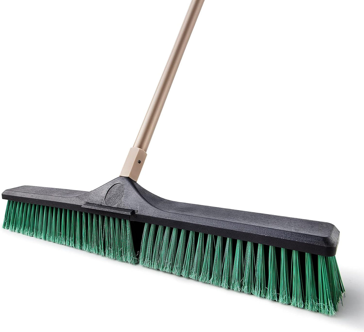 Eyliden Heavy Duty Push Broom 24" with 66" Long Handle | Garage Sweeper, Outdoor Stiff Bristles, For Concrete Sidewalk Driveway Yard Patio Deck Warehouse, Sweep Snow