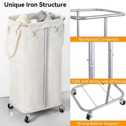 WOWLIVE Laundry Hamper with Wheels 260L Rolling Laundry Basket 3 Section Organizer Laundry Cart with Steel Frame and Removable Bags Large Dirty Clothes Hamper Dorm Room Storage for Bedroom