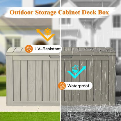 Outdoor Storage Box, 50 Gallon Waterproof Deck Storage Box, Lockable Patio Storage Bins for Package Delivery, Porch, Garden Tool, Cushions, Anti-Theft Weatherproof & UV-Resistant Parcel Drop Box