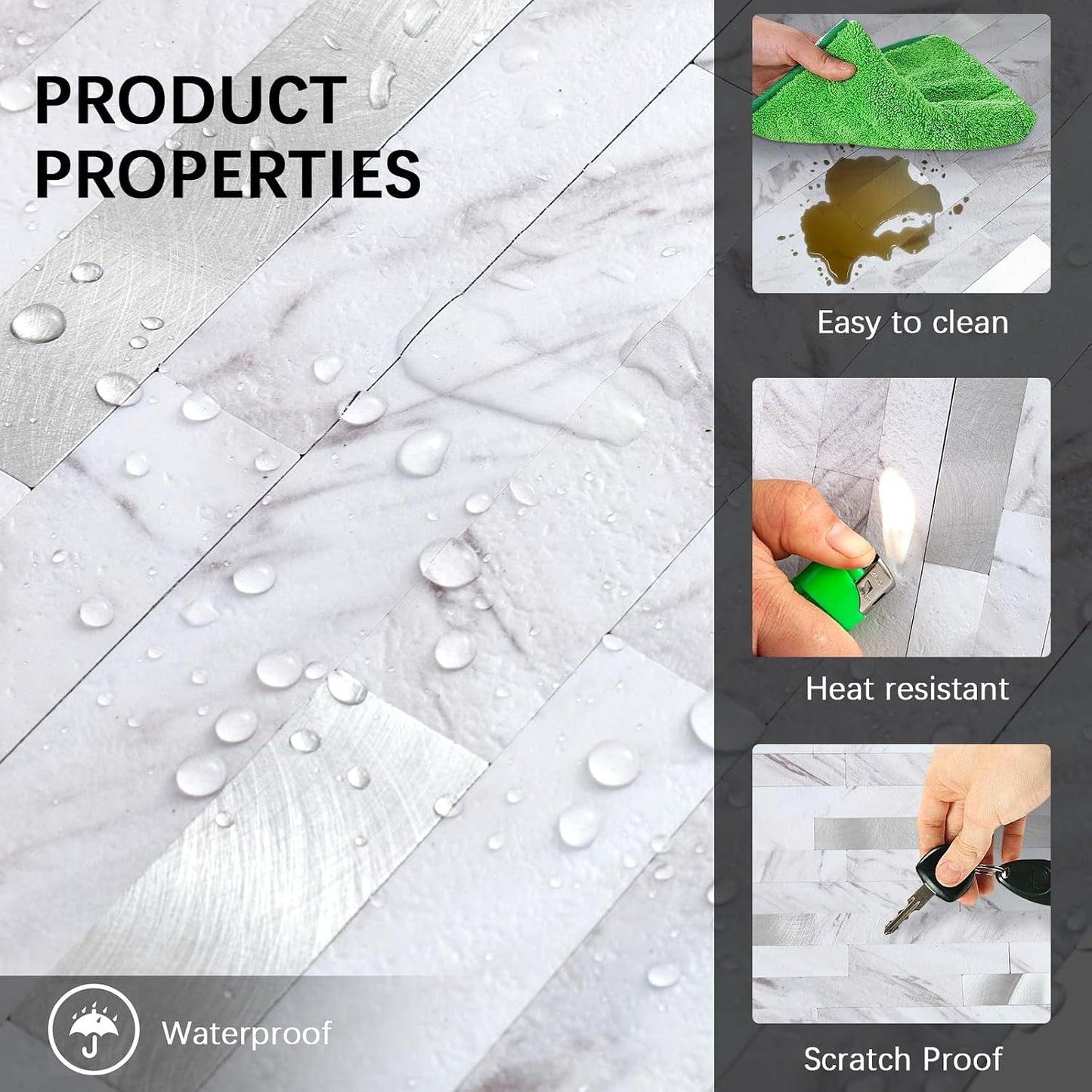 Midcard 10 Sheets Peel and Stick Backsplash PVC Wall Tile,for Kitchen Backsplash