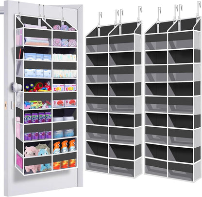 Heavy Duty Over The Door Organizer 5 Tiers, Extra Large Behind Door Storage of 10 Big Front & 10 Mesh Pockets, 80lb Weight Capacity, Hanging Doors Storage Organizer for Closet Bedroom Nursery, Grey
