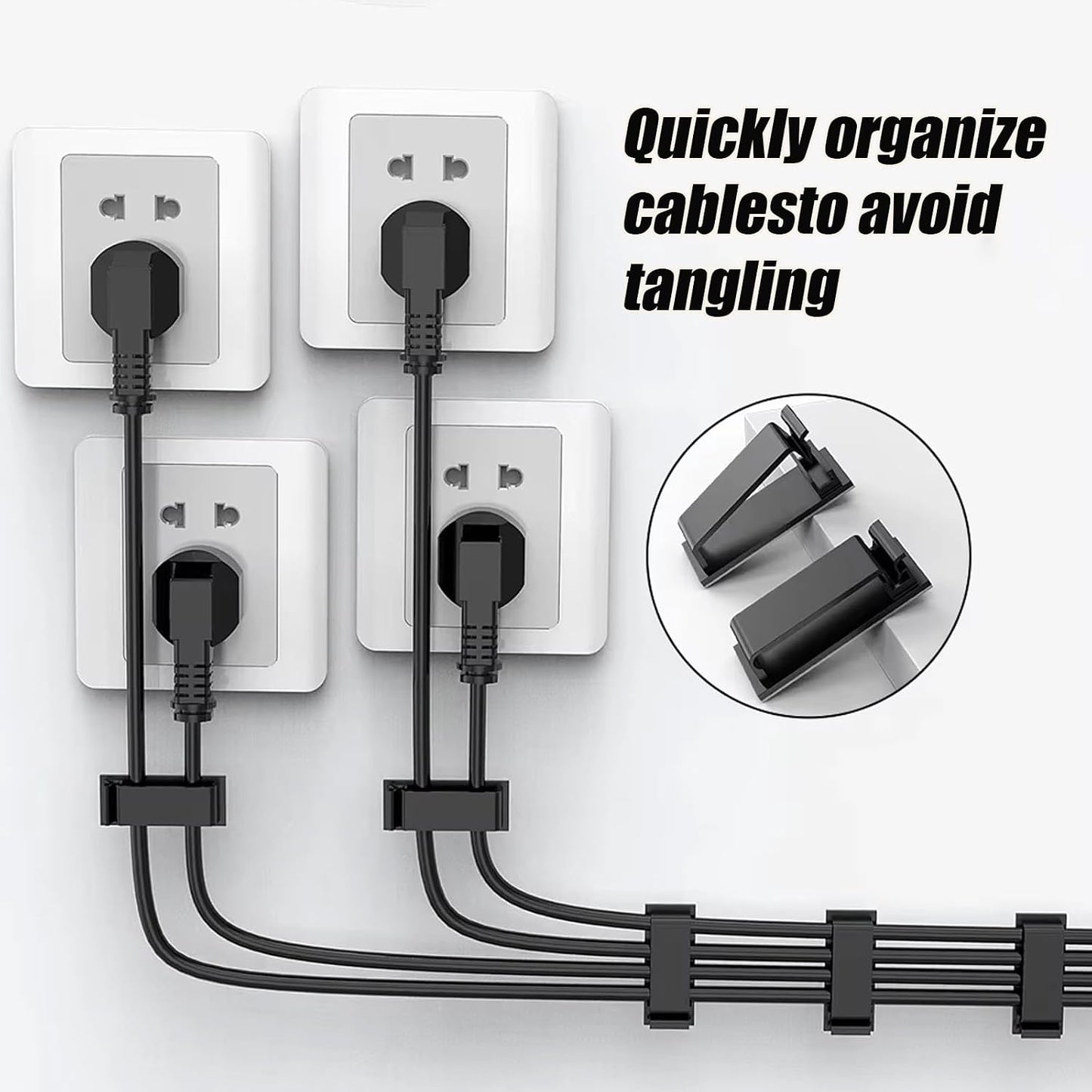 40 pcs Cable Clips with Strong Self-Adhesive, Outdoor Light Clips, White Cord Wire Clips, Nylon Cord Wall Finisher Wire Clamp for Home, Car, Office Desk Wire Management (White, XL-40 PCS)