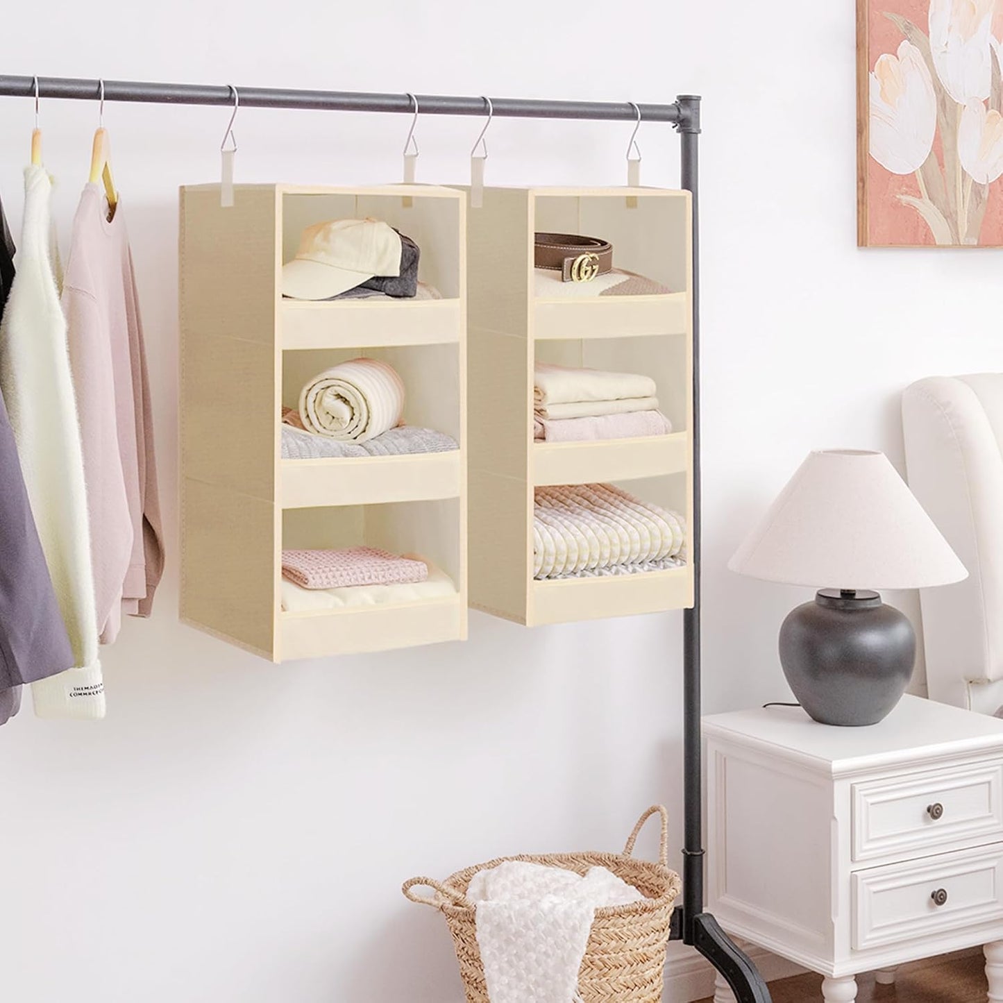 GRANNY SAYS 3-Shelf Hanging Closet Organizer and Storage, Collapsible Hanging Closet Shelves, Hanging Organizer for Closet & RV, Gray, 29 ½" H X 12" W X 12" D, 1-Pack