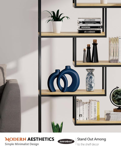 7.2″Hx8.9″H Donut Shape Decorative Vase Set of 2, Ceramic, Modern Minimalism Styles, Flowers or Plant Table Vases for Home Decor Living Room Shelf Entry Console Mantle Dining Centerpiece (Matte White)