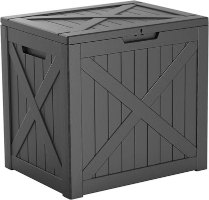 320 Gallon Waterproof Outdoor Storage Box, UV Resistant Resin Deck Box with Hydraulic Rod for Reinforced Stability, Perfect for Patio, Garden, and Pool（Black，320 Gallon）