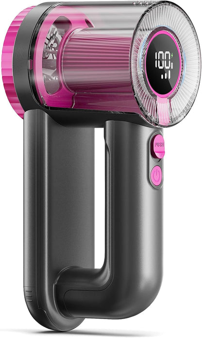 Rechargeable Fabric Shaver, 2-in-1 Lint Remover for Clothing, Furniture, Sweater with 6-Blade, 200ml Container, LED Display, 2000mAh USB-C, 3-Speed Lint Shaver Eliminates Fuzz & Pilling
