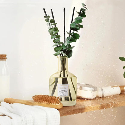 COCORRÍNA Wild Mint & Eucalyptus Reed Diffuser – 6.76 oz Essential Oil with 8 Reeds & Real Eucalyptus Sticks, Home Fragrance for Bedroom or Bathroom Décor