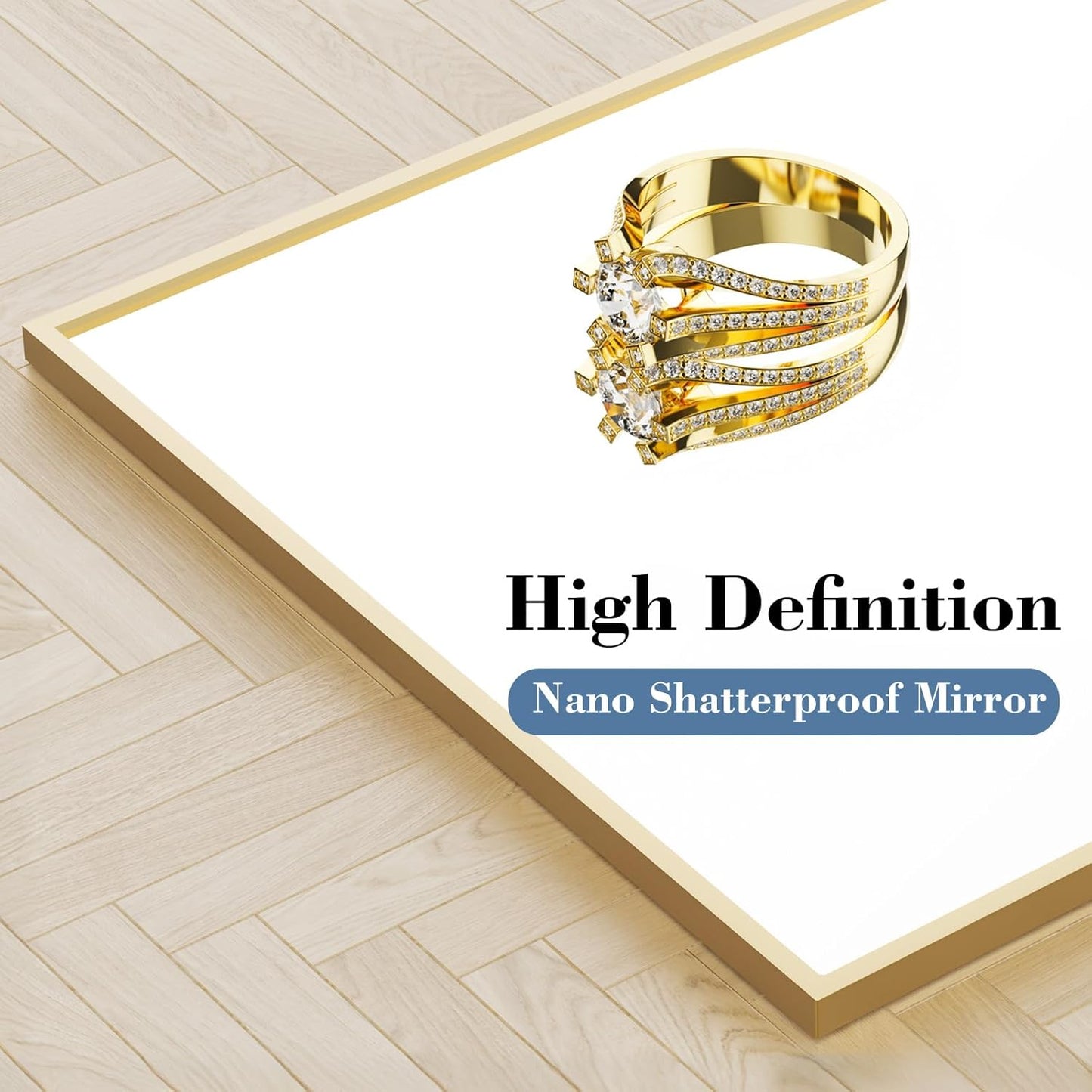 DUMOS 64"x21" Arched Full Length Floor Mirror, Full Body Mirror with Stand, Shatterproof Tempered Glass, Modern Aluminum Alloy Frame, Free Standing or Leaning for Home Decor, Gold