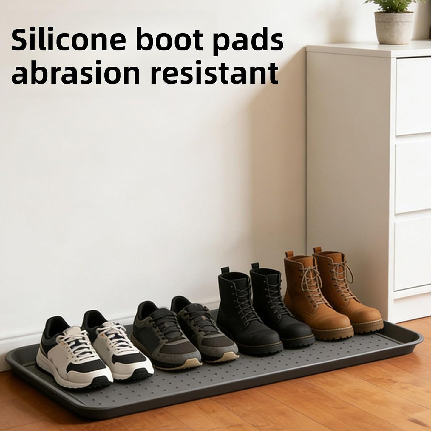 ASHATA Boot Tray Heavy Duty Silicone Shoe Mat Tray with Lip Non Slip, Boot Mat Organizer for Front Door Entryway Indoor Outdoor Use, 30x15 Inch (Grey)