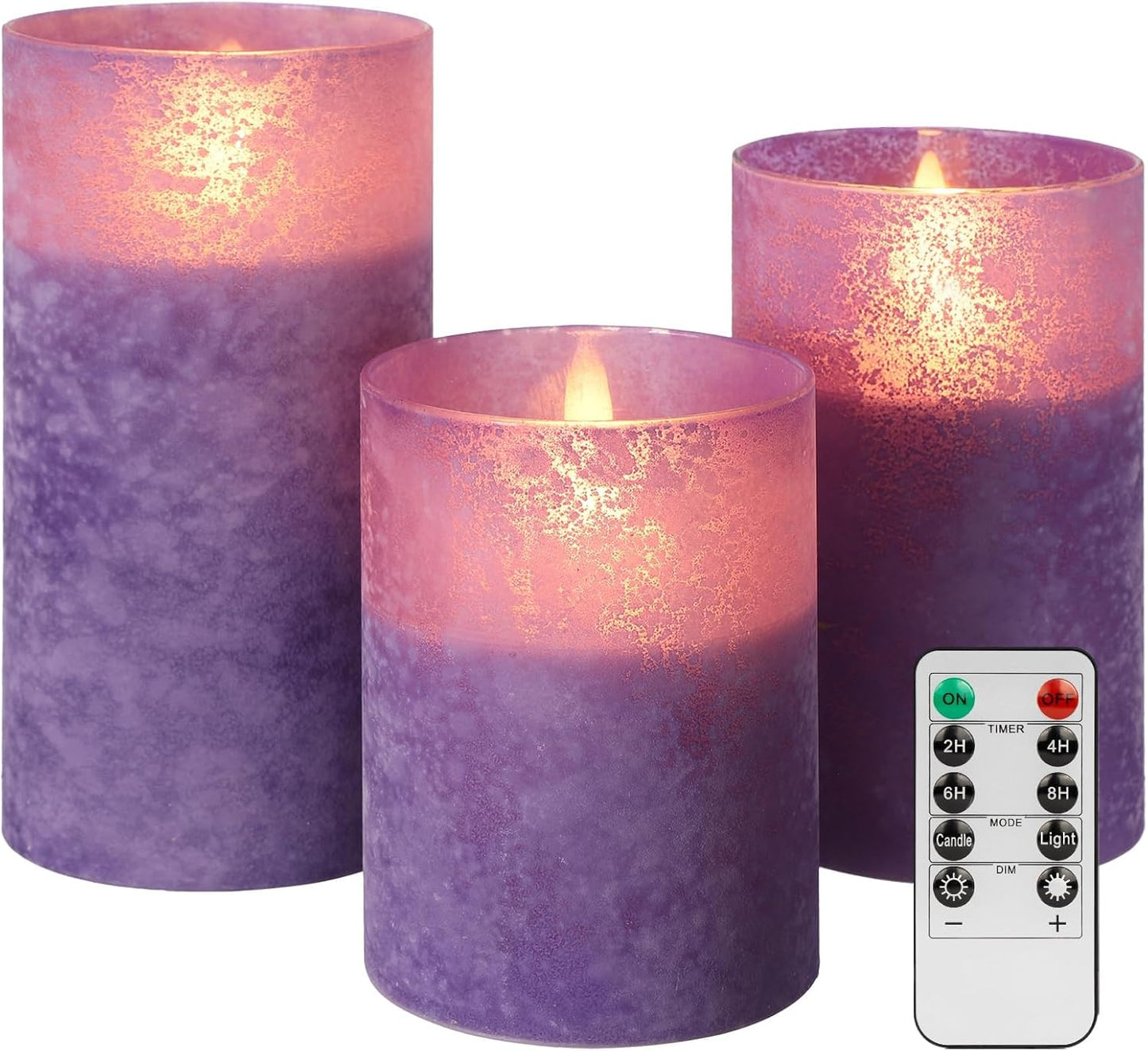 ANGELLOONG Flickering Flameless Candles, Realistic Battery Operated Candles with Remote and Timer, Set of 3 LED Candles for Room Fall Home Wedding Decor Centerpieces Table Party Valentines Decorations