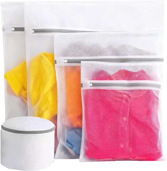Mesh Laundry Bags 5 Pcs, with Sturdy Zipper Openings, Protect Delicate Clothes, Travel Storage Organize Bag, Clothing Washing Bags for Laundry and Storing Various Types of Clothes