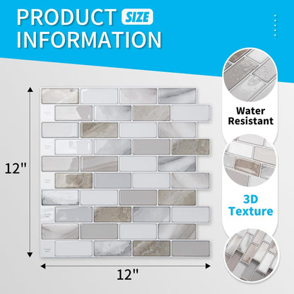 Art3d 10-Sheet Kitchen Backsplash Tiles Peel and Stick, Self Adhesive Wall Tile Sticker for Kitchen Island Bathroom Laundry Room RV Renter 12" x 12" - Jade Green