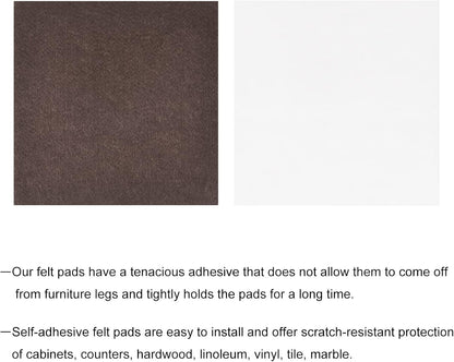 uxcell Felt Furniture Pads, 1.5-inch x 1-inch Self Adhesive Cuttable Anti Scratch Square Floor Protectors for Furniture Legs Hardwood Floor, Brown 16Pcs