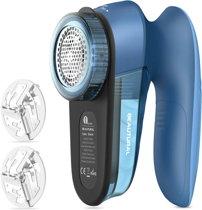 BEAUTURAL Fabric Shaver and Lint Remover, Sweater Defuzzer with 2-Speeds, 2 Replaceable Stainless Steel Blades, Battery Operated, Remove Clothes Fuzz, Lint Balls, Pills, Bobbles Gray