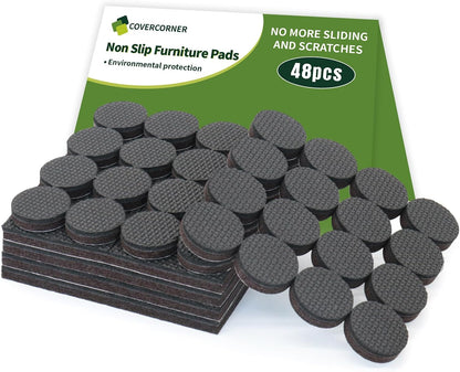 Non Slip Furniture Pads 36 PCS 1'' Square - Anti Slip Furniture Pads - Self Adhesive Rubber Feet Furniture Feet - Chair Leg Floor Protectors - Keep Furniture in Place