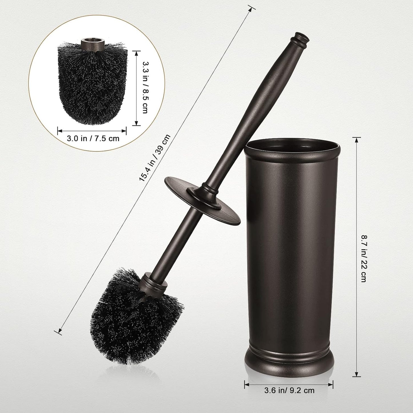 HAMITOR Toilet Bowl Brush Holder Set: 2 Pack Modern Deep Cleaning Bathroom Toilet Scrubber with Caddy for rv - Rim Decorative Accessories Cleaner Brushes for Toilet - Bronze1
