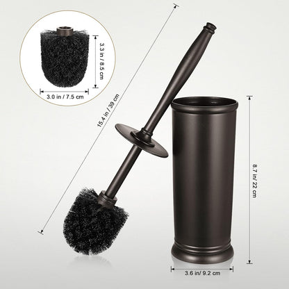 HAMITOR Toilet Bowl Brush Holder Set: 2 Pack Modern Deep Cleaning Bathroom Toilet Scrubber with Caddy for rv - Rim Decorative Accessories Cleaner Brushes for Toilet - Bronze1