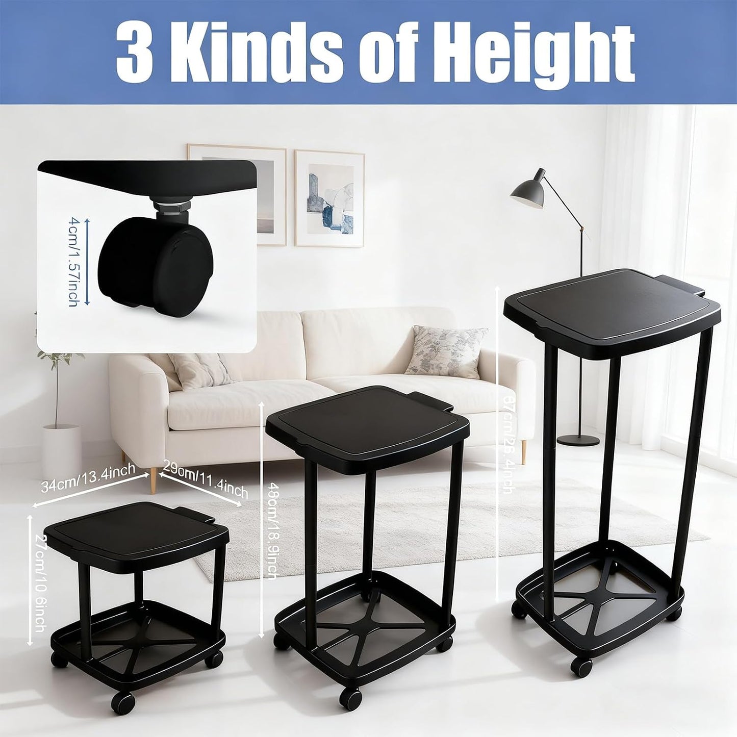 Collapsible Trash Bag Holder Portable Garbage Bin Holder Stand for Kitchen Outside High Capacity Plastic Outdoor Trash Can with Lid for Parties and Camping, Black