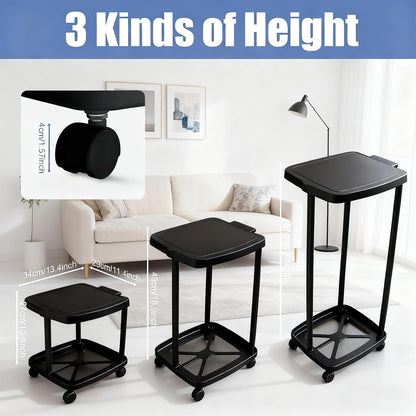 Collapsible Trash Bag Holder Portable Garbage Bin Holder Stand for Kitchen Outside High Capacity Plastic Outdoor Trash Can with Lid for Parties and Camping, Black