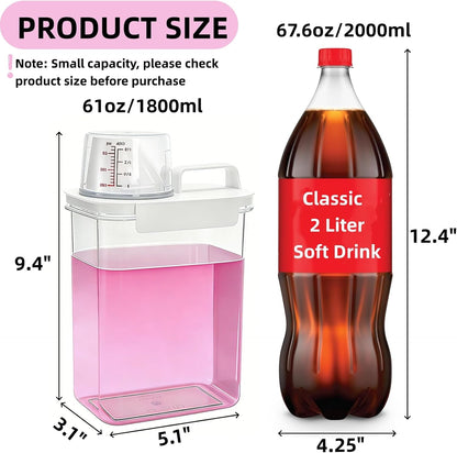 Covzoe 3 Pack Laundry Detergent Dispenser, 61 Oz Plastic Liquid Laundry Soap Containers with 15 Removable Labels, Clear Fabric Softener Dispenser Laundry Powder Holder for Laundry Room