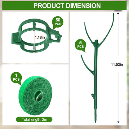 5 Pack Monstera Plant Support with 50 Clips, Stackable Plant Stakes for Indoor & Outdoor Plant, Climbing Plant Support, Plant Sticks for Pothos & Other Small Plants, Replacement for Moss Pole