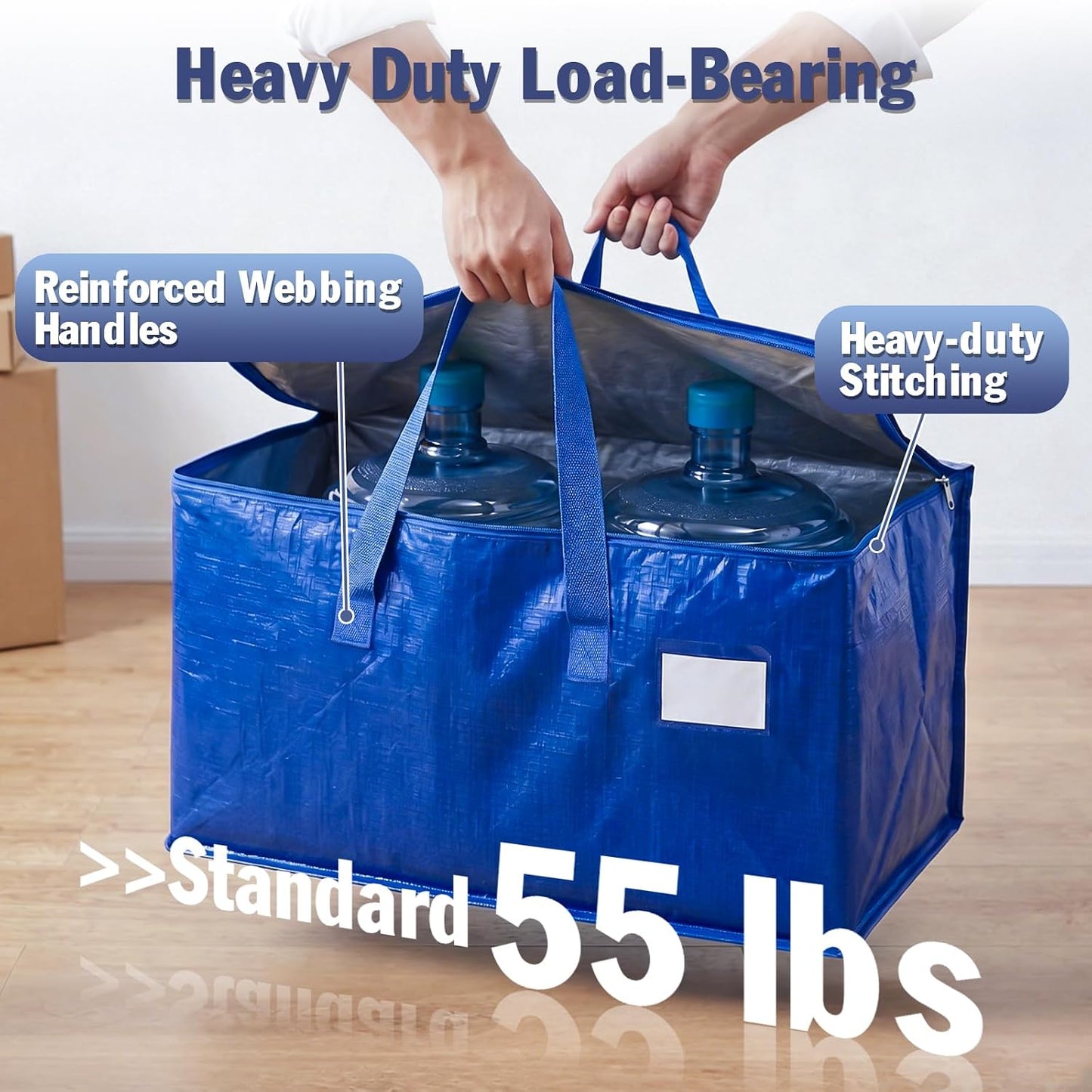 KYODOLED 10-Pack Clear Moving Bags Heavy Duty Extra Large, Storage Totes with Reinforced Handles, Zippers & Label Pocket, Transparent Packing Containers for College Dorm, Clothes, Bedding, Toys